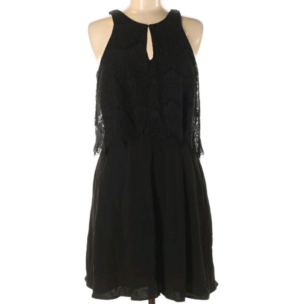 Charles Henry black lace pop over swing dress Med
